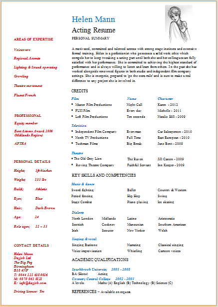 Resume samples for actor
