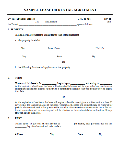 How To Write A Rental Agreement Sample