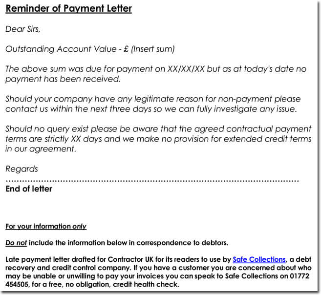 Payment Reminder Letter Templates - 8+ Samples & Formats