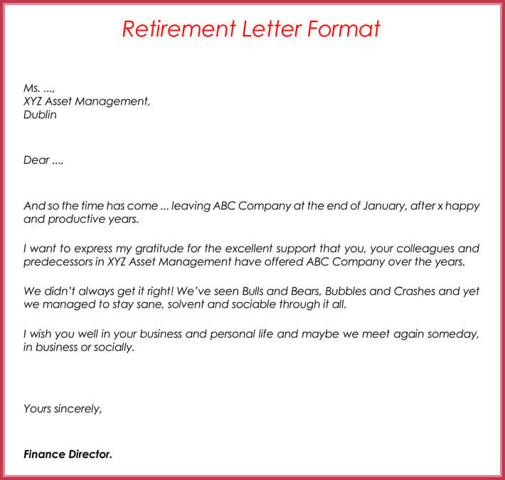 Sample Retirement Letter