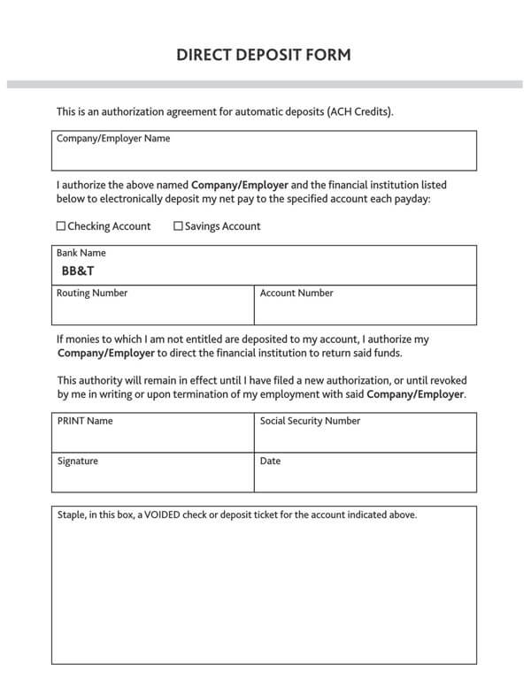 Free Direct Deposit Authorization Forms Word PDF
