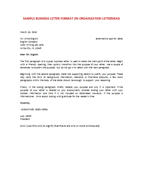 business letter templet