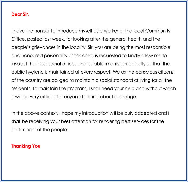 Sample of Personal Introduction Letter