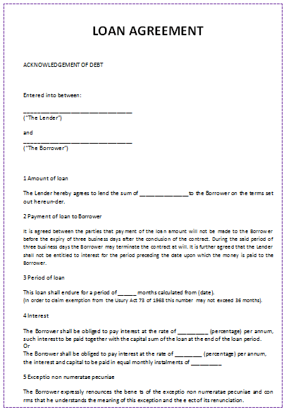 38 Free Loan Agreement Templates Forms Word Pdf