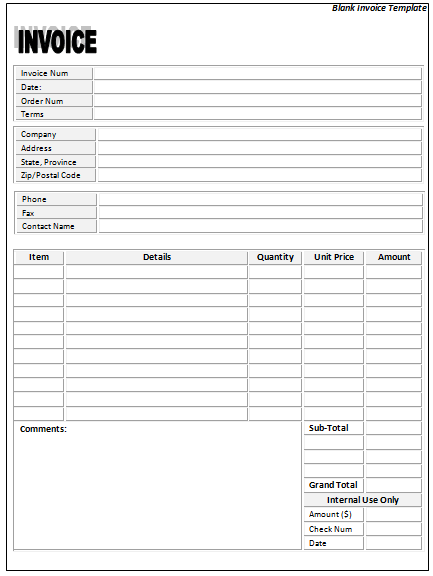 2nd blank invoice template
