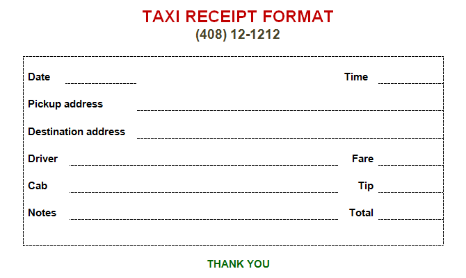 Taxi Receipt Template - Make Your Taxi Receipts Easily