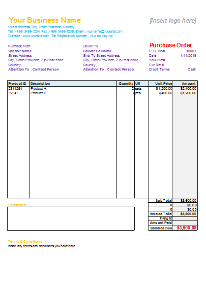 40+ Free Purchase Order Templates  Forms  Samples (Excel 