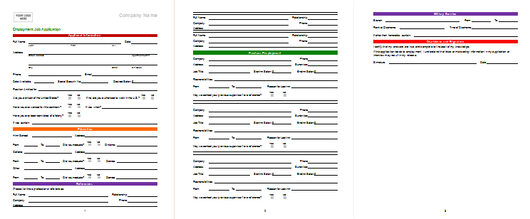 1st Job Application Form Template