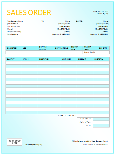 Image result for Sales order template content