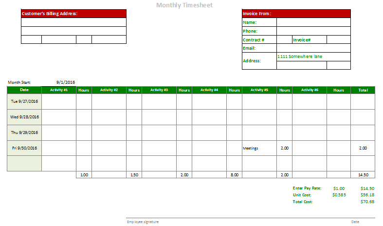 Time Card Template Calculator