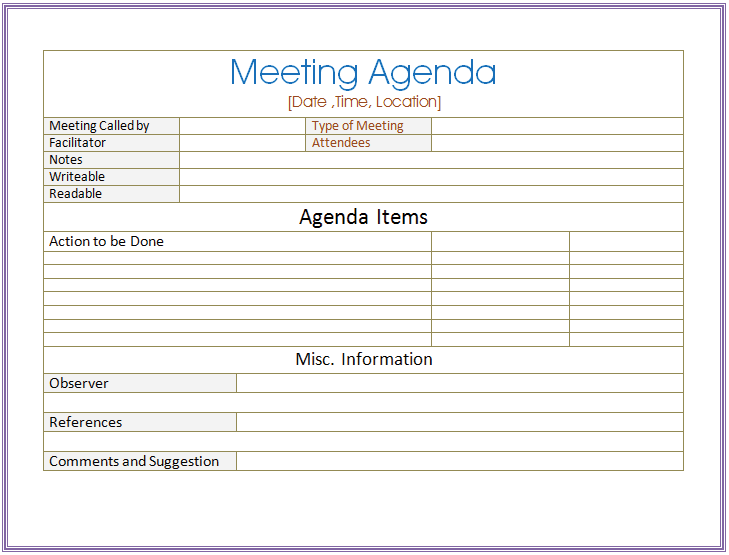 15 Free Meeting Agenda Templates How To Write Word Pdf