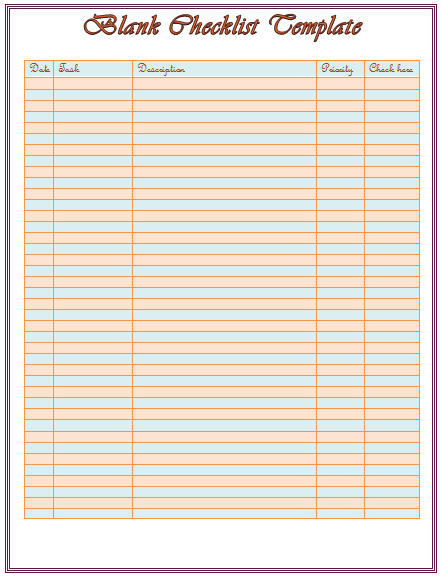 blank checklist template a simple checklist