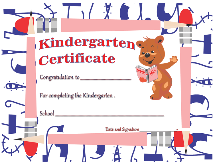Free Printable Kindergarten Diploma Certificate Templates