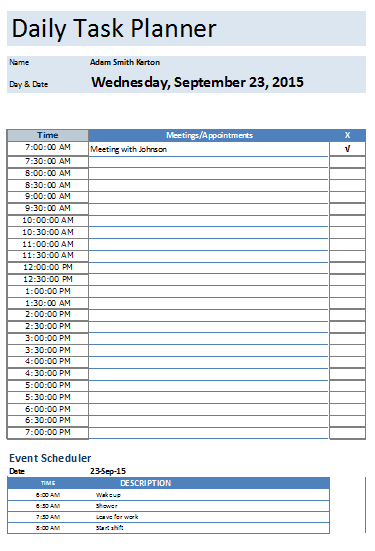 free daily task planner