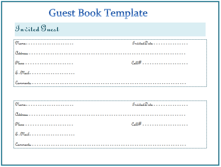 20 Free Guest Book Templates Word Excel Pdf