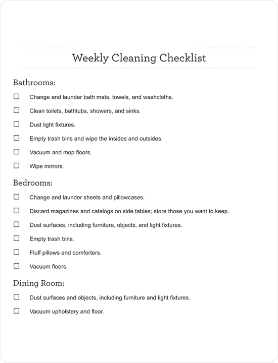 Full House Cleaning Checklist (7 Free Printable Templates)