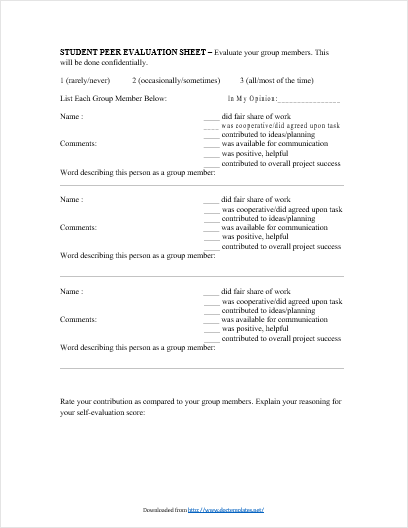 Student-Peer-Evaluation-Form-Template