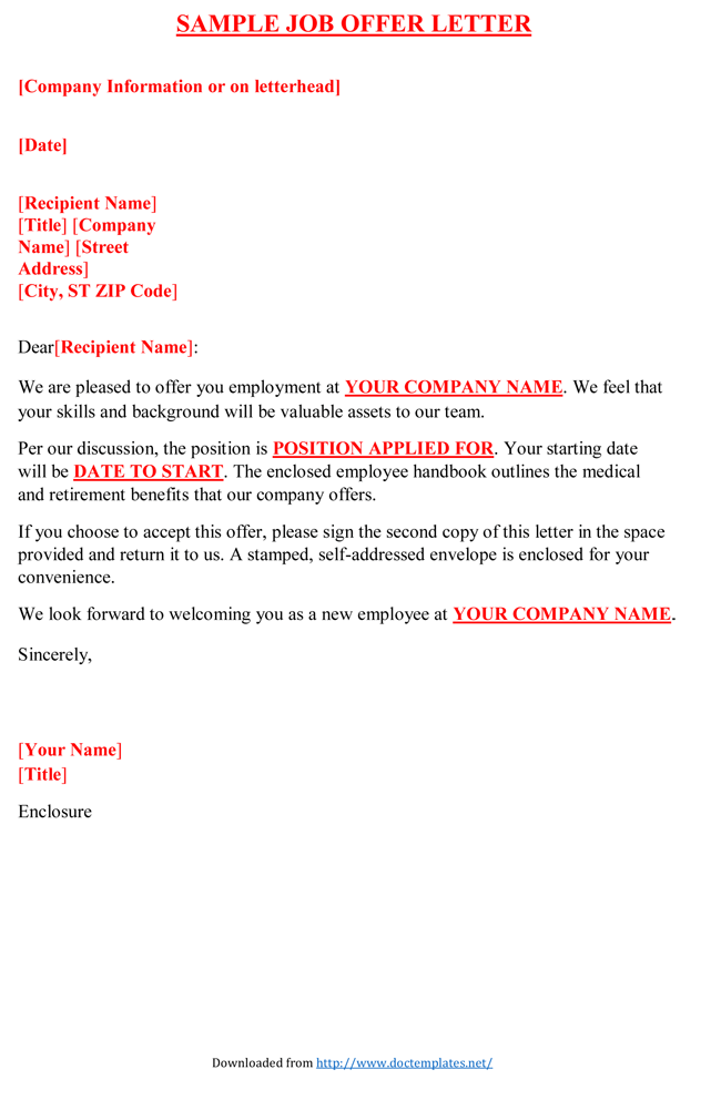 New Job Offer Letter from www.doctemplates.net