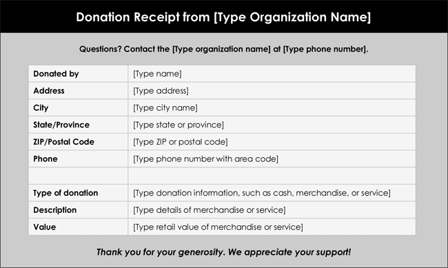 Free Donation Receipt Template Word