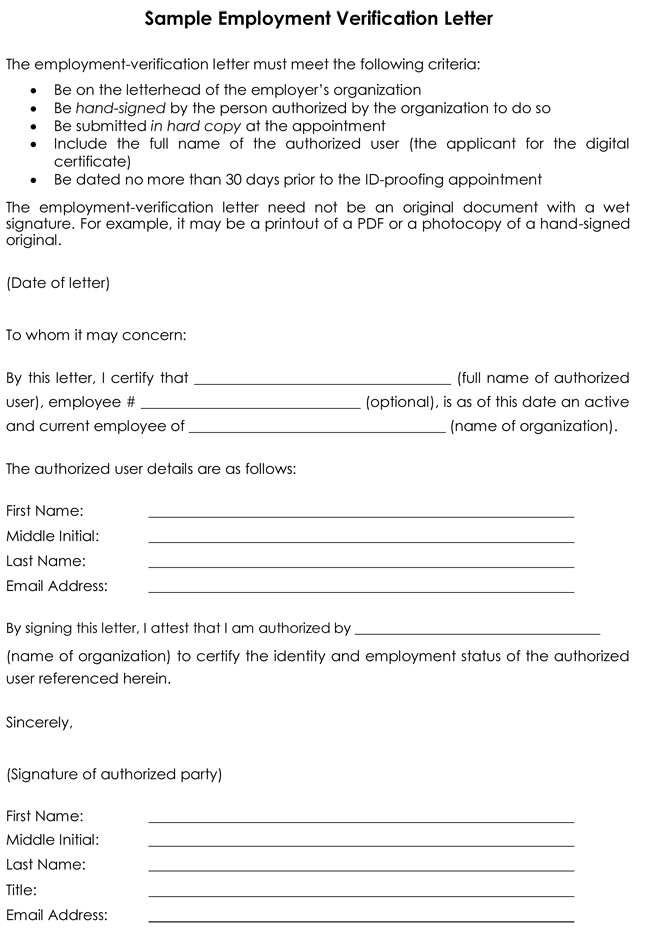 Employment Status Letter Sample