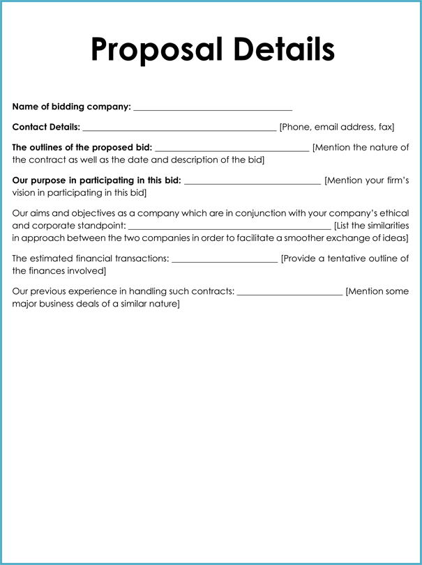 Bid Proposal Template Word from www.doctemplates.net