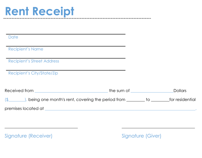 Microsoft Word Rent Receipt Template PDF Template