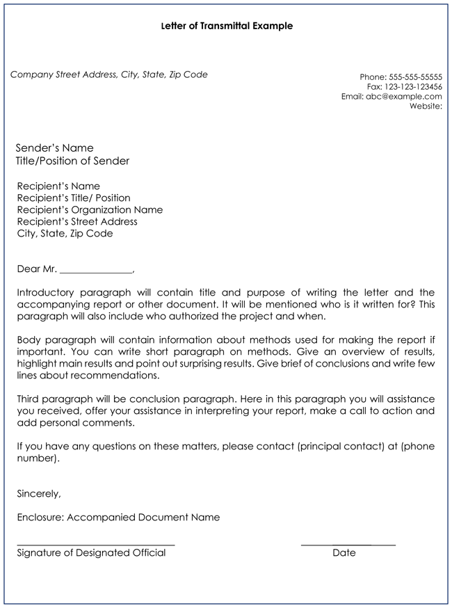 Document Transmittal Template Word