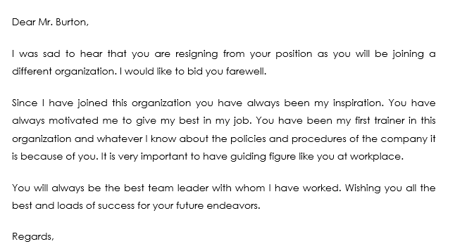 Farewell Letter To Employee Sample