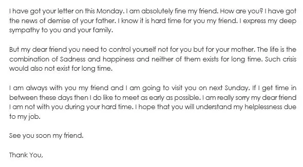 Letter Of Sympathy To A Friend from www.doctemplates.net