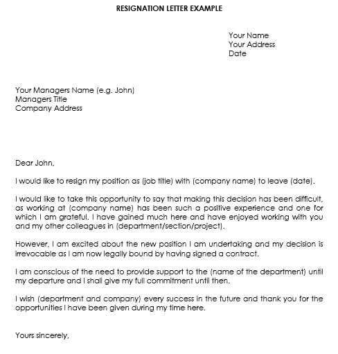 Example Of Resignation Letter from www.doctemplates.net