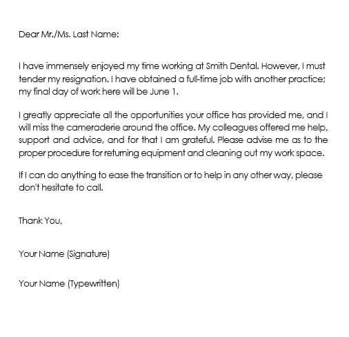 Part Time Job Resignation Letter from www.doctemplates.net
