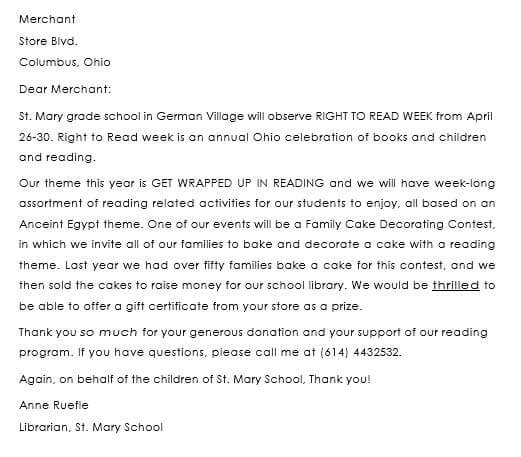 book donation request letter sample