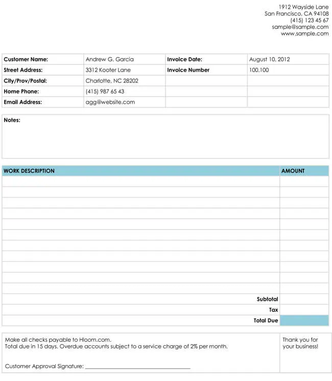 Free Invoice Template for Word 02