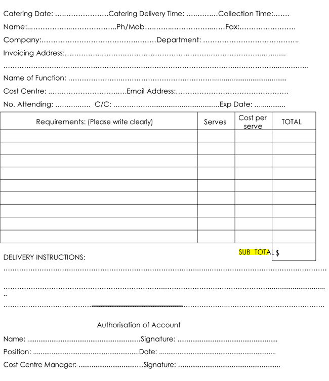 Catering Invoice Template 05