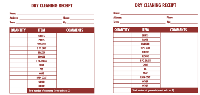 Dry Cleaning Services Invoice PDF