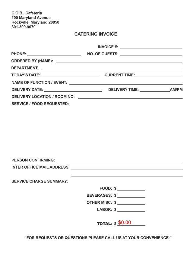 Catering Invoice Template 01