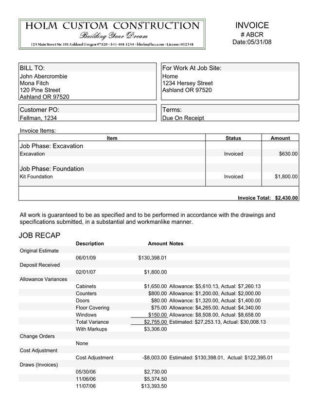 14 Free Construction Invoice Templates (Word, Excel)