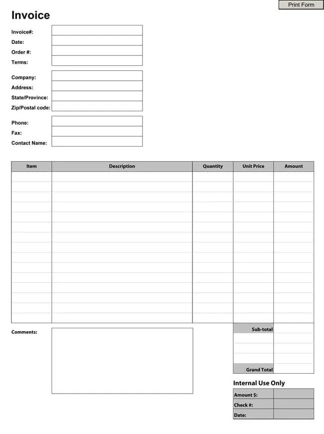Free Invoice Template for PDF 02