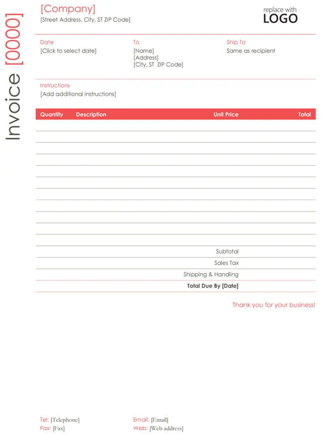 Free Invoice Template for Word 04