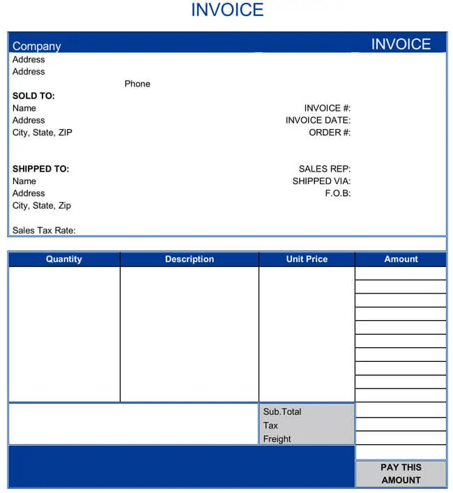 Free Invoice Template for PDF 01