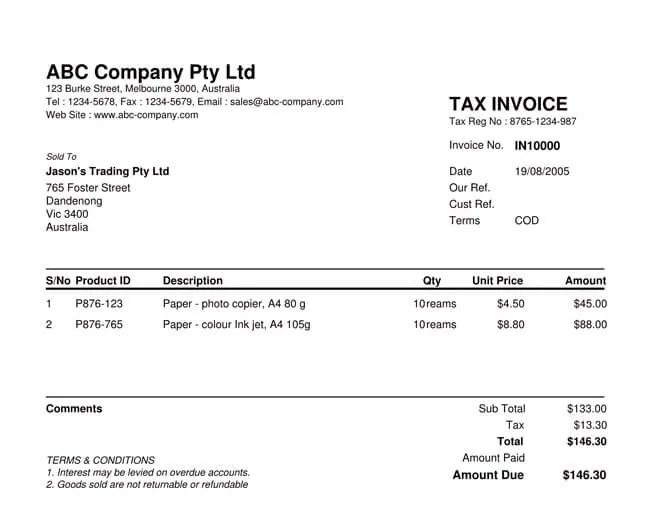 Free Invoice Template for PDF 09