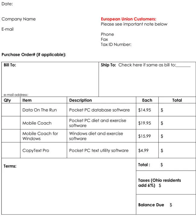 Free Invoice Template for Word 10