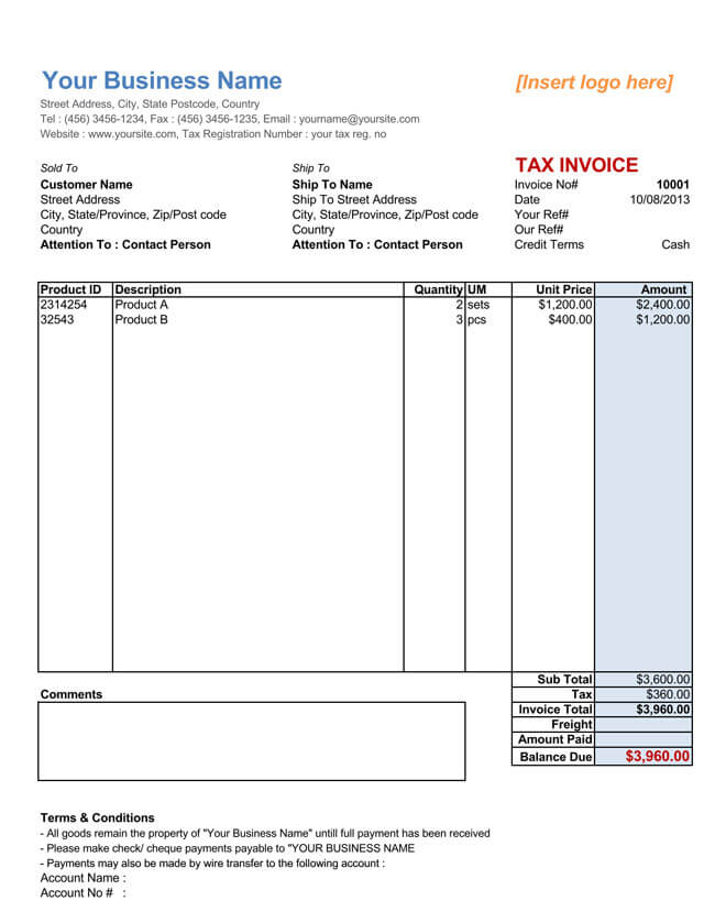 32 free invoice templates editable with excel and word