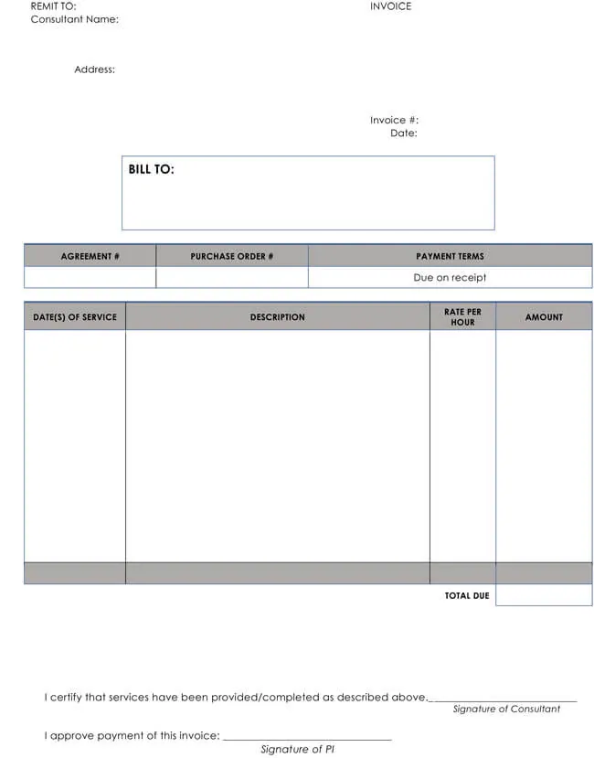 Hourly Service Invoice Template for Microsoft Word 01