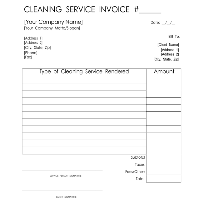 Cleaning Service Invoice Template 02