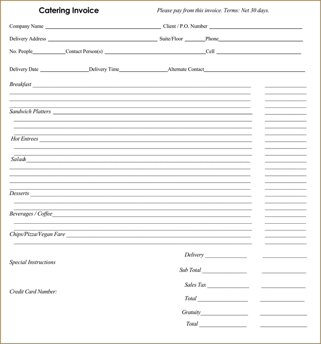 Catering Invoice Template 02