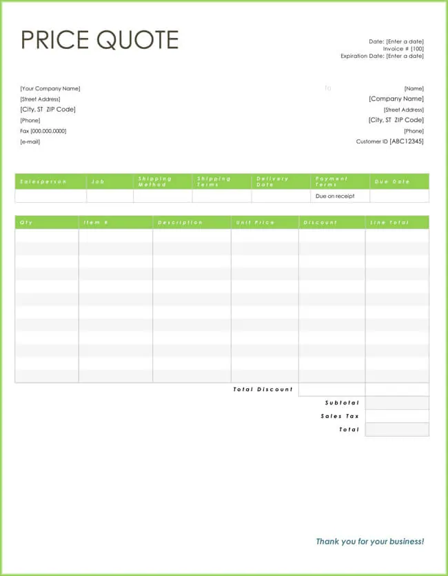 Price Quotation Template 05