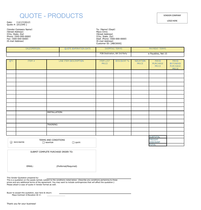 Quote Templates Free Easy Download Invoice Simple