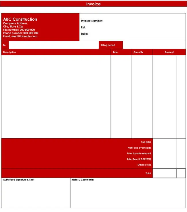Free Invoice Template for Word 12
