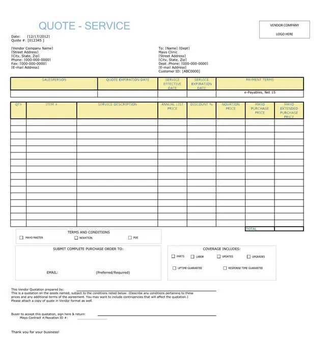 Service Quotation Template 01